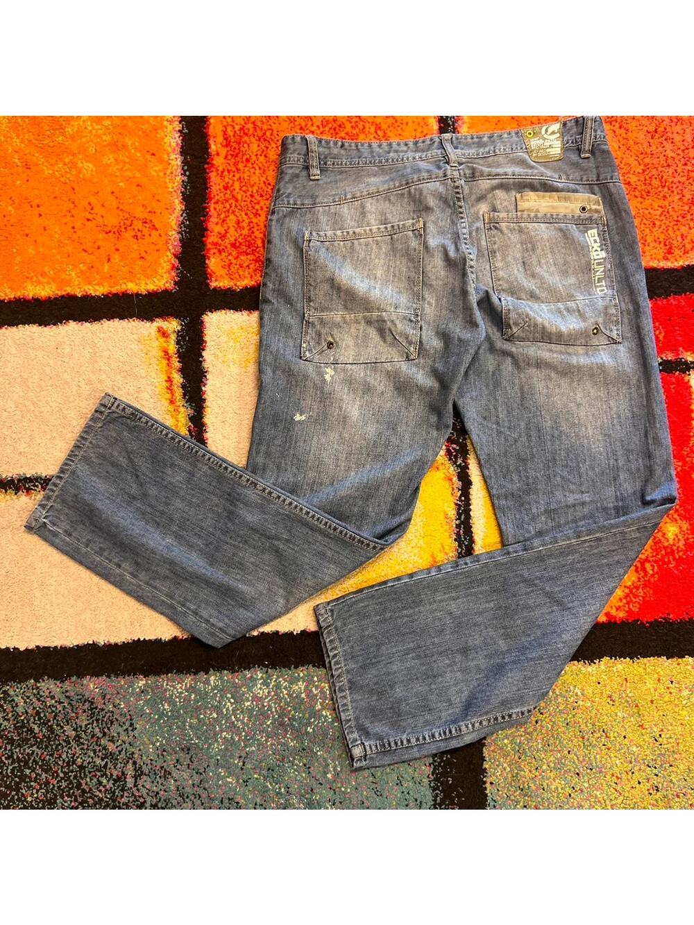 Ecko Unlimited Y2K Slim Straight Utility Sz36 Washed Denim Jeans
